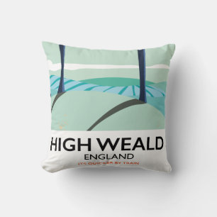 High Weald England vintage travel poster Cushion