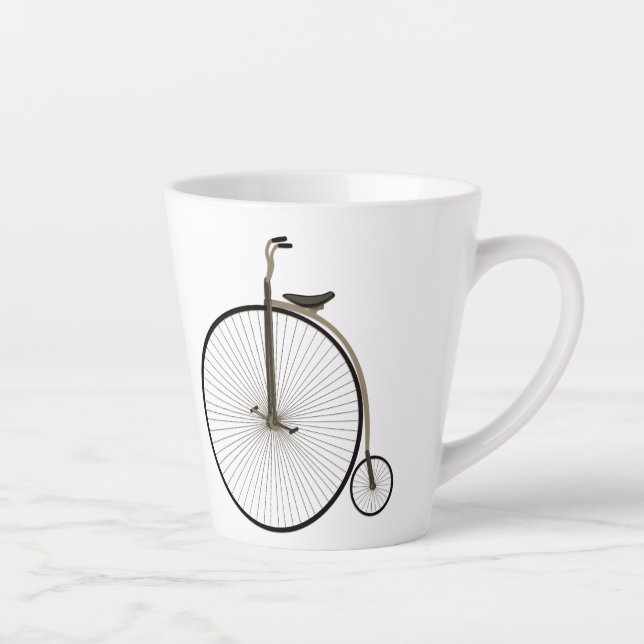 High-Wheel Antique Bicycle  Latte Mug (Right)