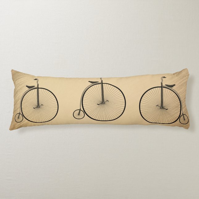 High-Wheel Antique Bicycle Rustic Body Cushion (Front)