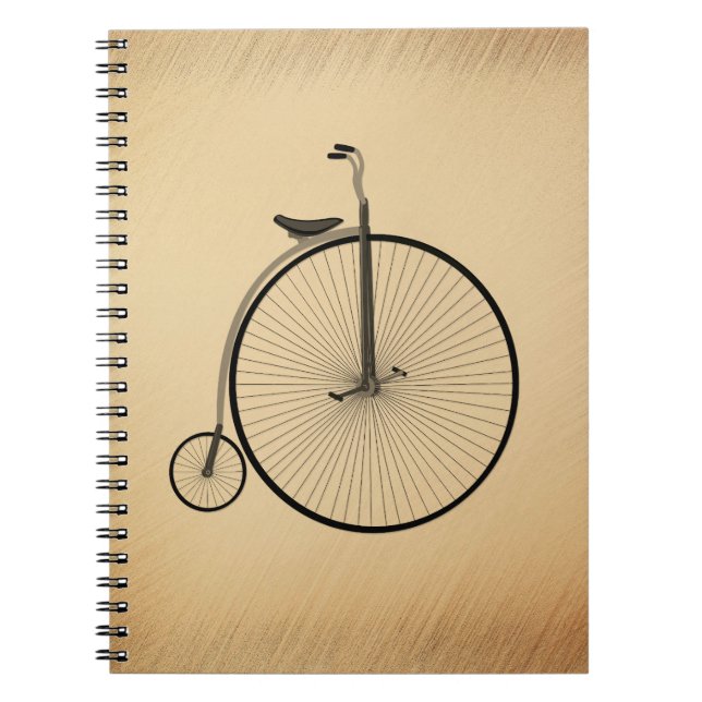 High-Wheel Antique Bicycle Rustic Notebook (Front)