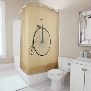 High-Wheel Antique Bicycle Rustic Shower Curtain
