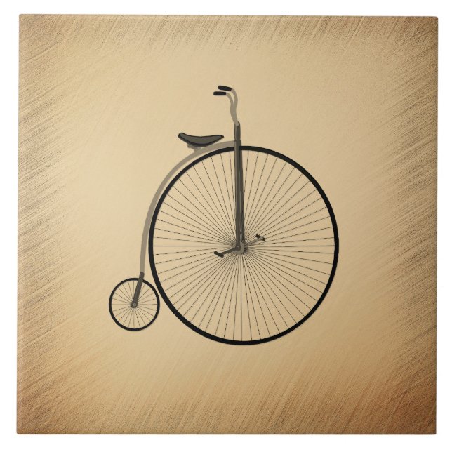 High-Wheel Antique Bicycle Rustic Tile (Front)