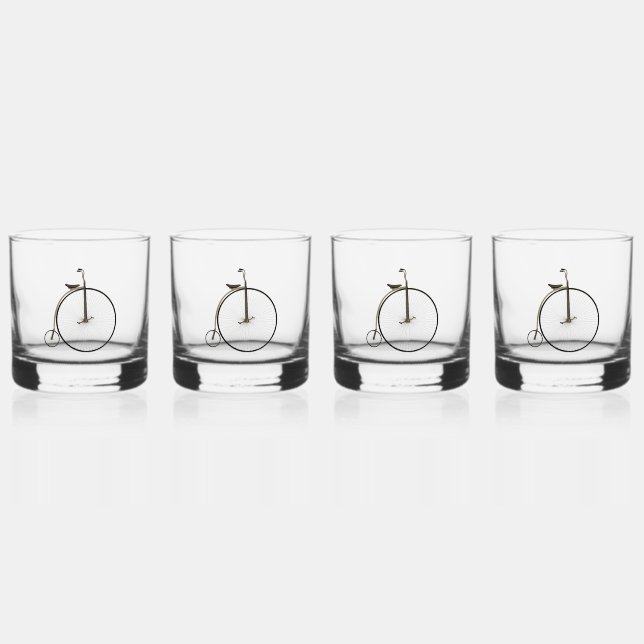 High-Wheel Antique Bicycle Whiskey Glass (Front)