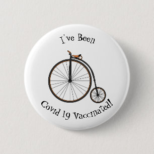 High wheel bicycle cartoon illustration 6 cm round badge