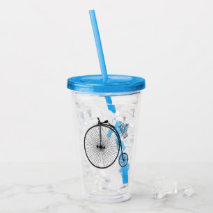 High wheel bicycle cartoon illustration acrylic tumbler