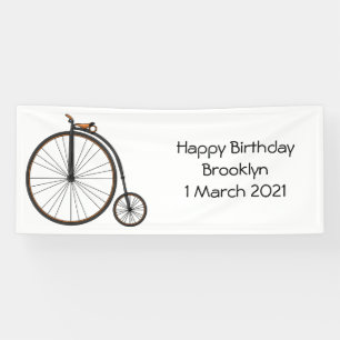 High wheel bicycle cartoon illustration  banner