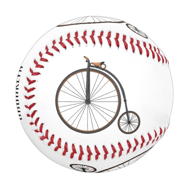 High wheel bicycle cartoon illustration  baseball (Front Left)