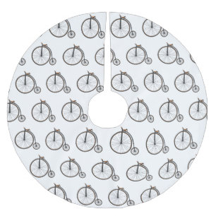 High wheel bicycle cartoon illustration  brushed polyester tree skirt