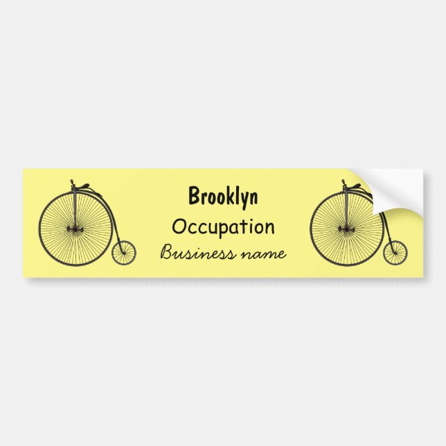 High wheel bicycle cartoon illustration bumper sticker (Front)