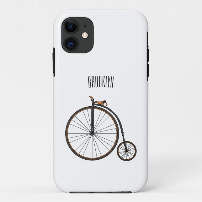 High wheel bicycle cartoon illustration Case-Mate iPhone case (Back)