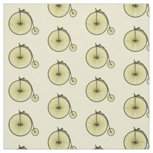 High wheel bicycle cartoon illustration fabric