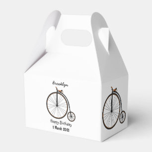 High wheel bicycle cartoon illustration favour box