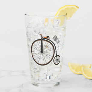 High wheel bicycle cartoon illustration glass