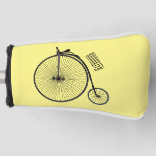 High wheel bicycle cartoon illustration golf head cover
