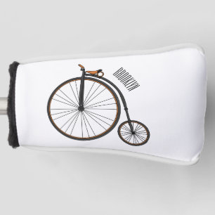 High wheel bicycle cartoon illustration golf head cover