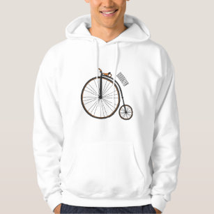 High wheel bicycle cartoon illustration  hoodie