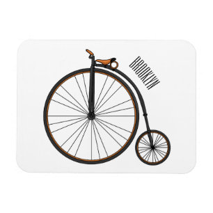 High wheel bicycle cartoon illustration magnet