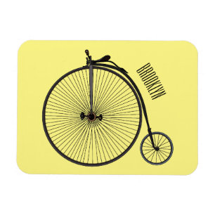 High wheel bicycle cartoon illustration magnet