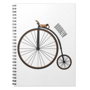 High wheel bicycle cartoon illustration notebook