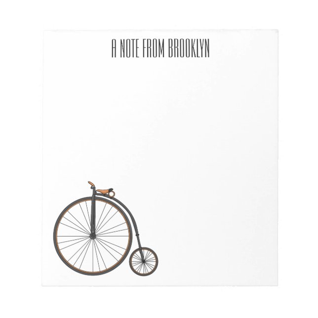 High wheel bicycle cartoon illustration notepad (Front)