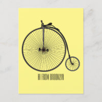 High wheel bicycle cartoon illustration