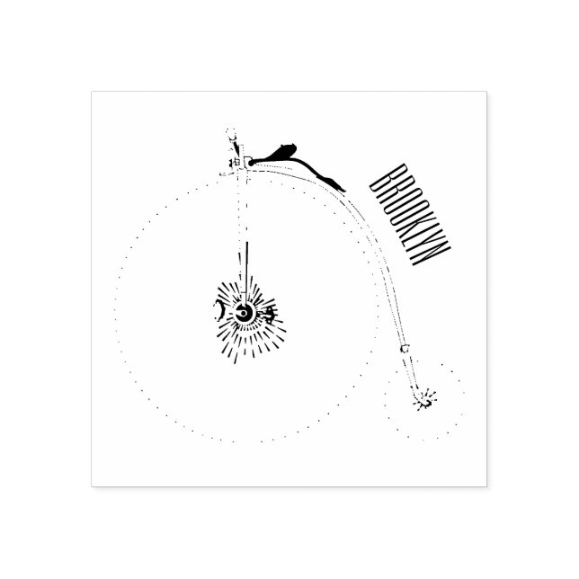 High wheel bicycle cartoon illustration rubber stamp (Imprint)