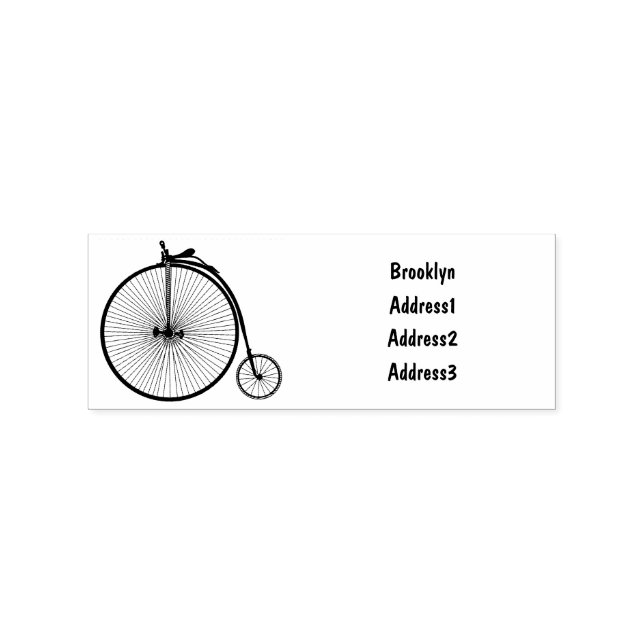 High wheel bicycle cartoon illustration rubber stamp (Imprint)