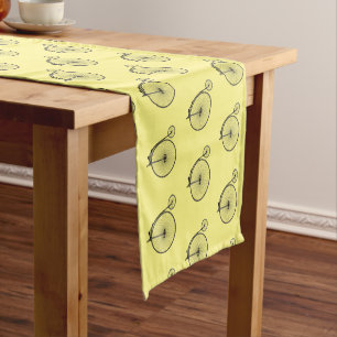 High wheel bicycle cartoon illustration short table runner