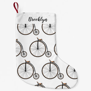 High wheel bicycle cartoon illustration small christmas stocking