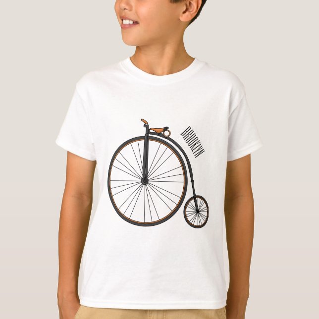 High wheel bicycle cartoon illustration T-Shirt (Front)