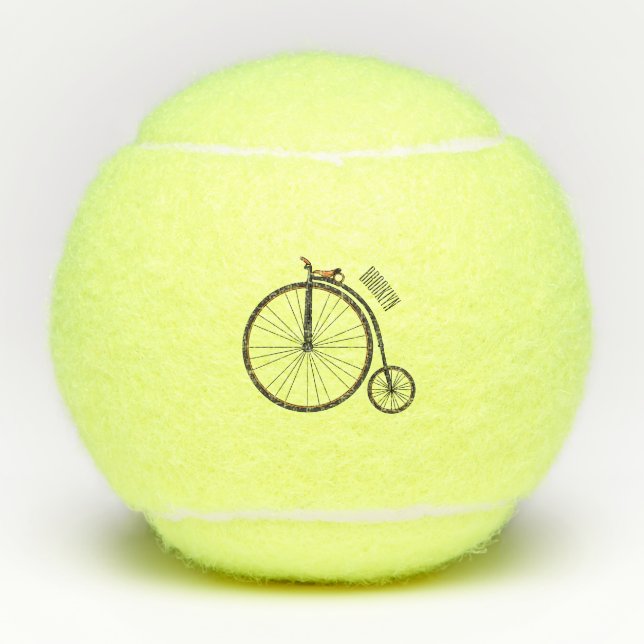 High wheel bicycle cartoon illustration tennis balls (Front)