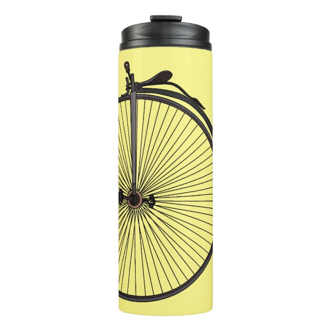 High wheel bicycle cartoon illustration thermal tumbler (Front)