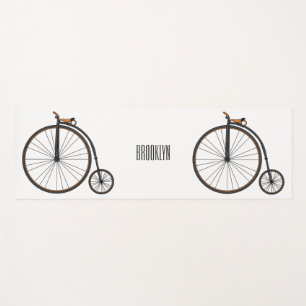 High wheel bicycle cartoon illustration yoga mat
