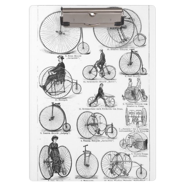 High Wheeler Bicycle Penny Farthing Clipboard (Front)