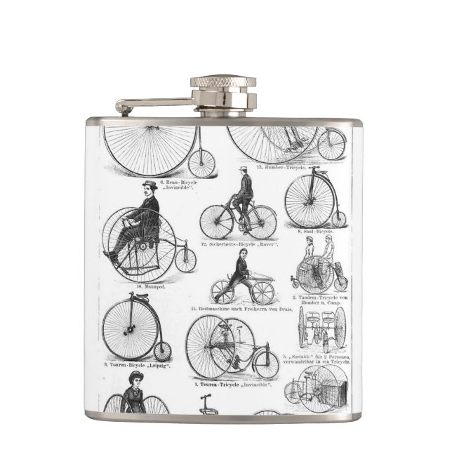 High Wheeler Bicycle Penny Farthing Hip Flask (Front)