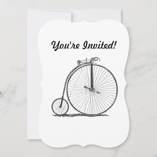 High Wheeler Bicycle Penny Farthing Invitation (Front)