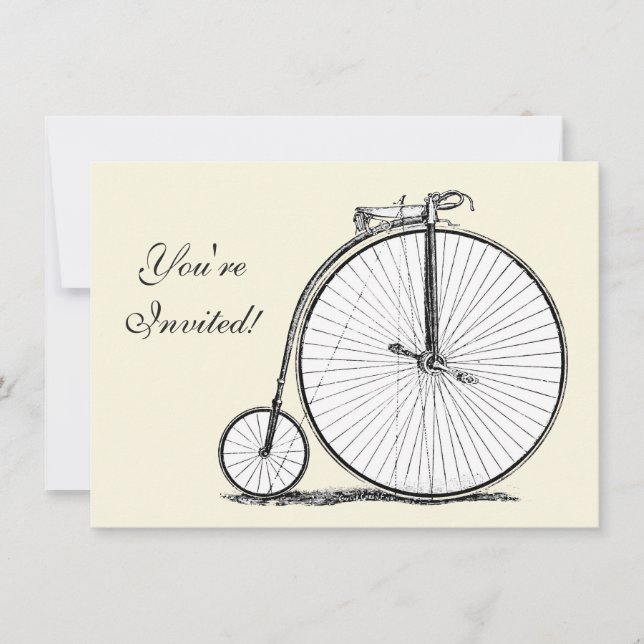 High Wheeler Bicycle Penny Farthing Invitation (Front)