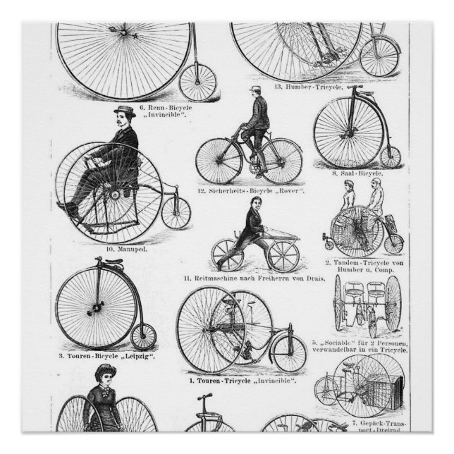 High Wheeler Bicycle Penny Farthing Poster (Front)