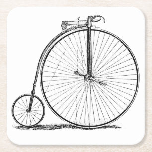High Wheeler Bicycle Penny Farthing Square Paper Coaster