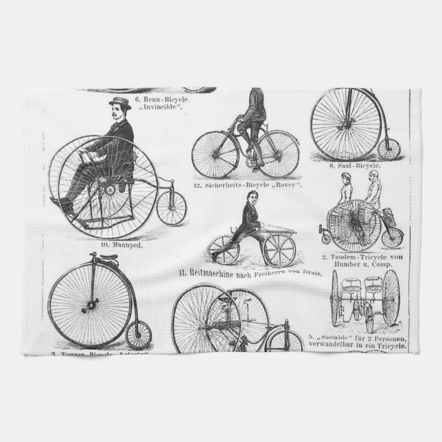 High Wheeler Bicycle Penny Farthing Tea Towel (Horizontal)