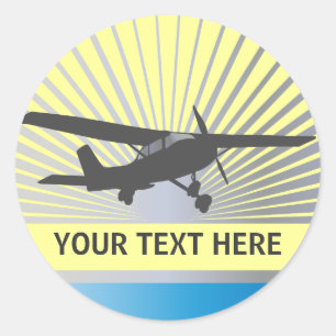 High Wing Aircraft Classic Round Sticker