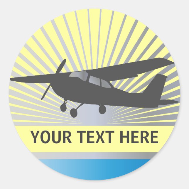 High Wing Aircraft - Custom Text Classic Round Sticker (Front)