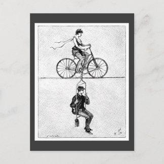 High-wire Bicycle - Vintage Circus Cycling Act Postcard