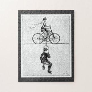 High-wire Bicycle - Vintage Circus Cycling Jigsaw Puzzle