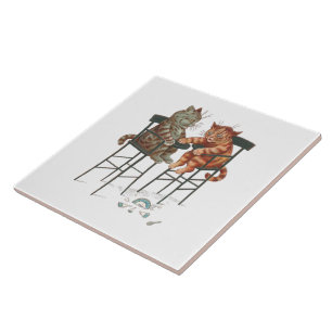 Highchair Kittens by Louis Wain Tile