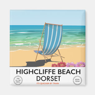 Highcliffe Beach, Dorset vintage train poster Magnet