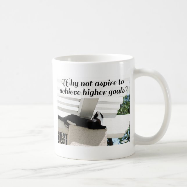 Higher Goals Classic Cat Motivational Saying Coffee Mug (Right)