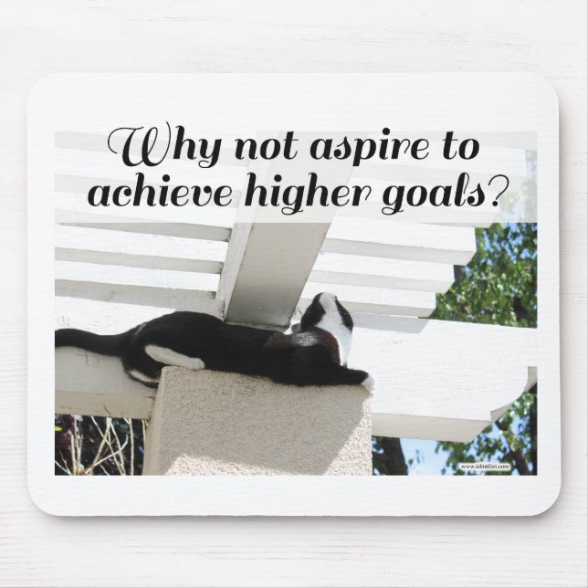 Higher Goals Motivational Cat Photo Quote Mouse Pad (Front)