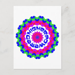 Higher Powered Spiritual Quote Kaleidoscope Design Postcard