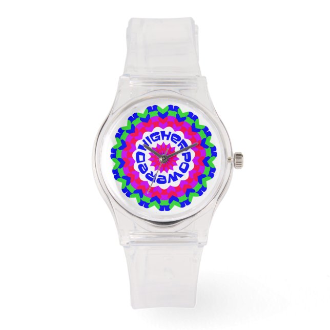 Higher Powered Spiritual Vivid Pink Kaleidoscope Watch (Front)